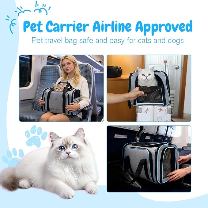 Double Expandable Cat Carrier, Airline Approved Soft-Sided Pet Travel Carrier - Image 5