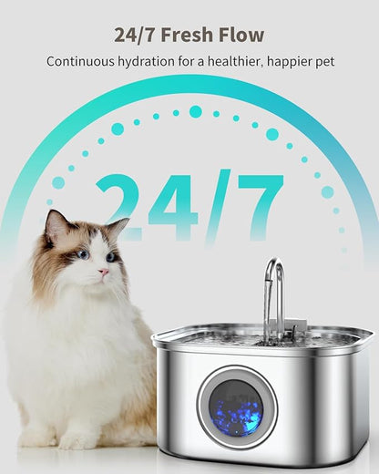 Cat Water Fountain Stainless Steel, 3.2L/108oz Cat Fountain - Image 7