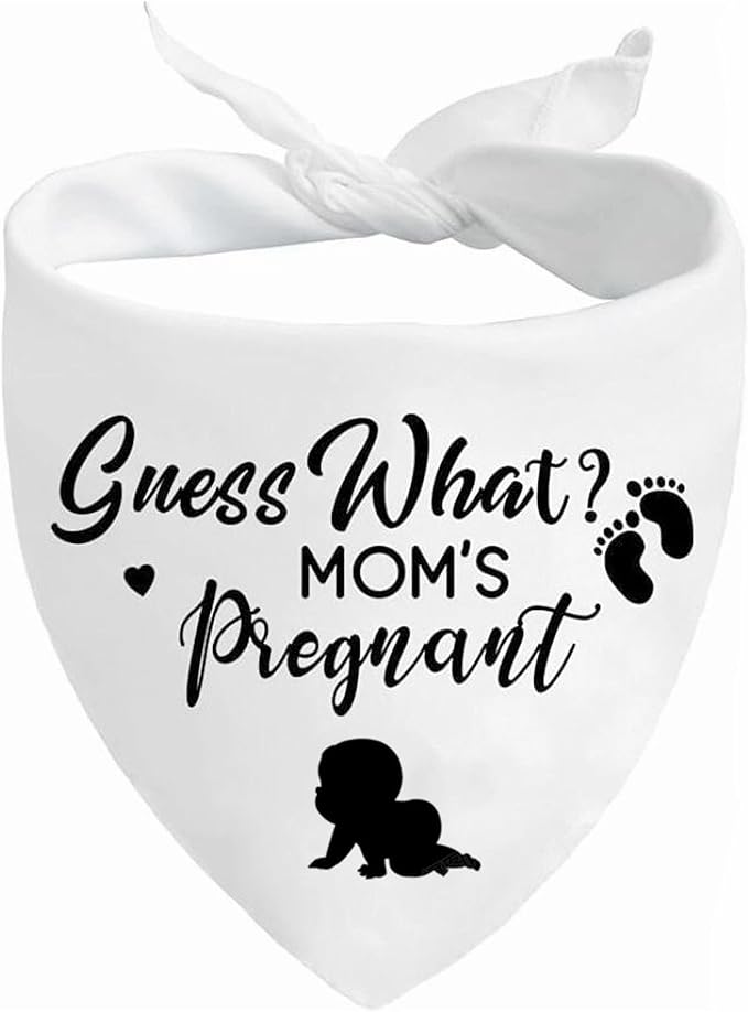 Pregnancy Announcement Dog Bandanas, Guess What? My Mom is Pregnant Reveal Scarf by Lcekterur