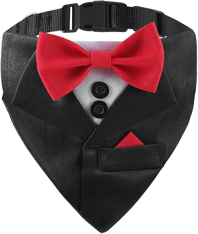 Tuxedo Dog Collar for Wedding Engagement and Birthday, Adjustable Formal Dog by DOGTACT