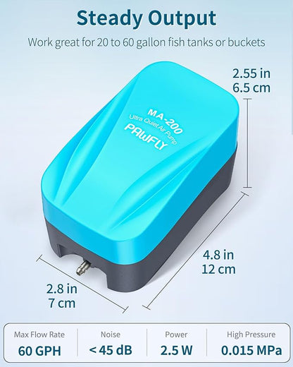 Pawfly Aquarium Air Pump 60 GPH Oxygen Pump - Image 2
