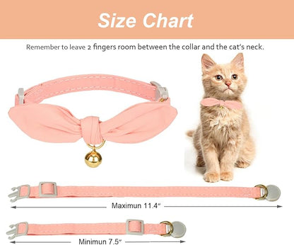 Bunny Ear Cat Collar with Bell and Bow Tie, Breakaway Cute Bowtie Kitten Collars - Image 8