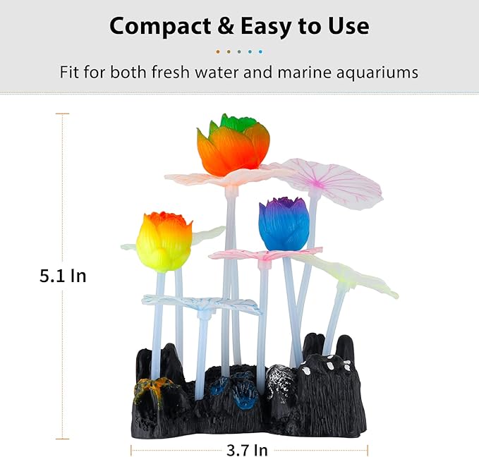 Uniclife Glowing Effect Lotus Ornament Silicone Decor Aquarium Decoration - Image 4