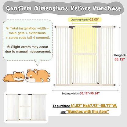 Lumizone Extra Tall Cat Gate 61.02" High Pressure Mounted Extra Wide - Image 2