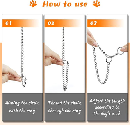 TagME Chain Choke Collar for Dogs, Adjustable Weather Proof Necklace for Medium - Image 5