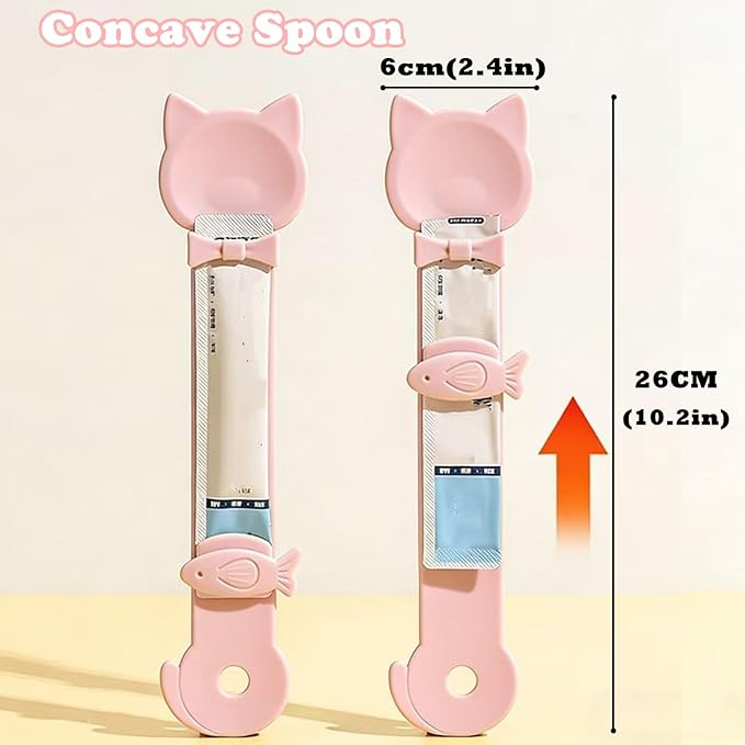 Cat Treat Spoon & 3 Pcs Can Lids | Cat Strip Feeder Squeeze - Image 2
