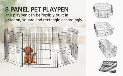 Yaheetech 24 inch Black Metal Pet Playpen 16 Panel Foldable Playpen - Image 6