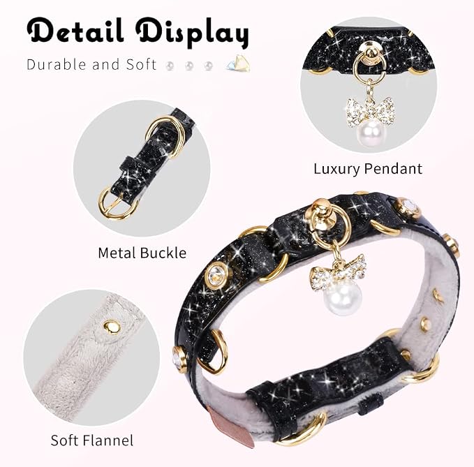 PetsHome Cat Collar, Dog Collar, PU Leather Adjustable Pet Collar - Image 4