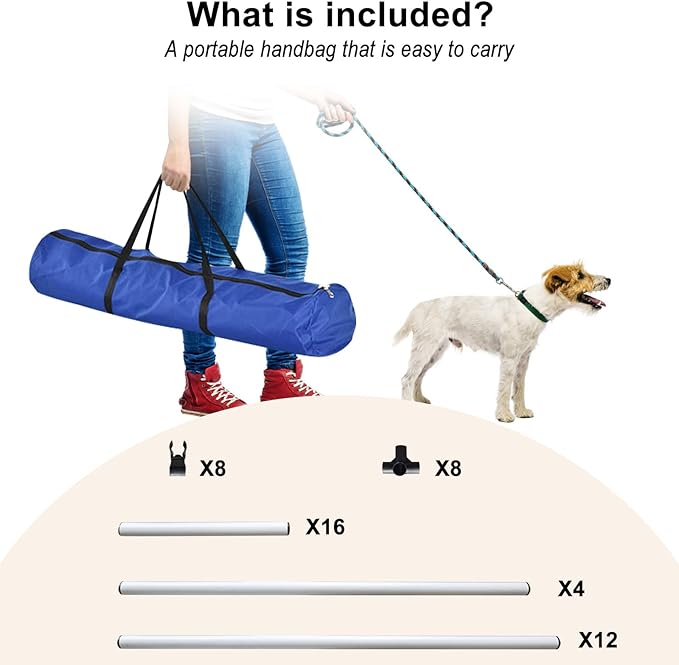 Dog Agility Jump Set with Adjustable Height Bars – Includes Carry Bag, Indoor & - Image 2