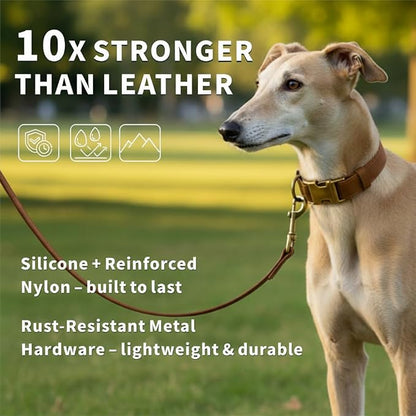 Dog Collar and Leash Set, Leather Silicone Waterproof Odor-Proof Dog Collar and - Image 2