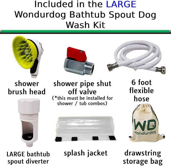 Wondurdog LARGE Sized Bathtub Spout and Garden Hose Attachment Dog Wash Kit - Image 2