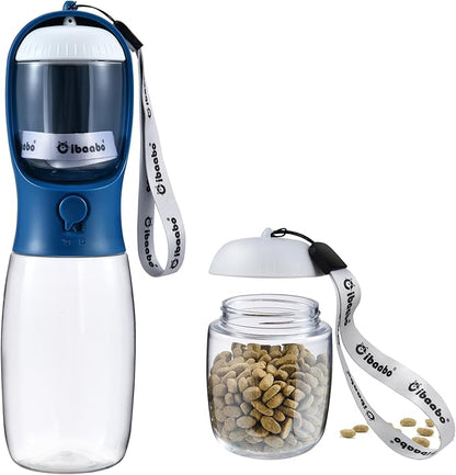 Dog Water Bottle with Food Container, Travel Puppy Water Bowl, Portable Pet by Cibaabo