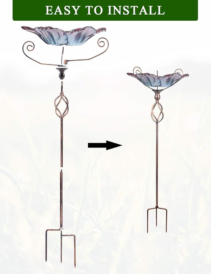 MUMTOP 31 Inch Height Glass Birdbath Birdfeeder - Image 6