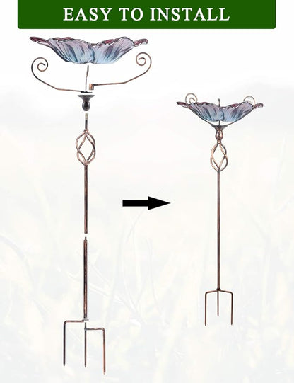 MUMTOP 31 Inch Height Glass Birdbath Birdfeeder - Image 6