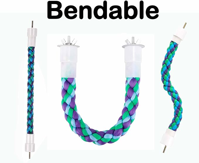 2Pcs 11.8’’Bird Rope Perches, Bendable Climbing Standing Chew Cage Toys - Image 4