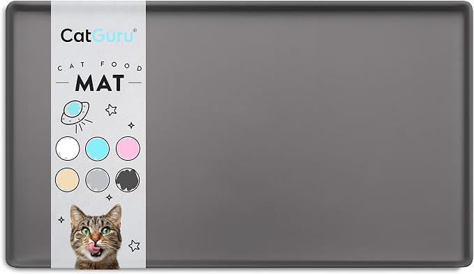 CatGuru Cat Food Mat, Small & Large Feeding Mats, 100% Waterproof Silicone Pet by CatGuru