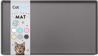 CatGuru Cat Food Mat, Small & Large Feeding Mats, 100% Waterproof Silicone Pet by CatGuru