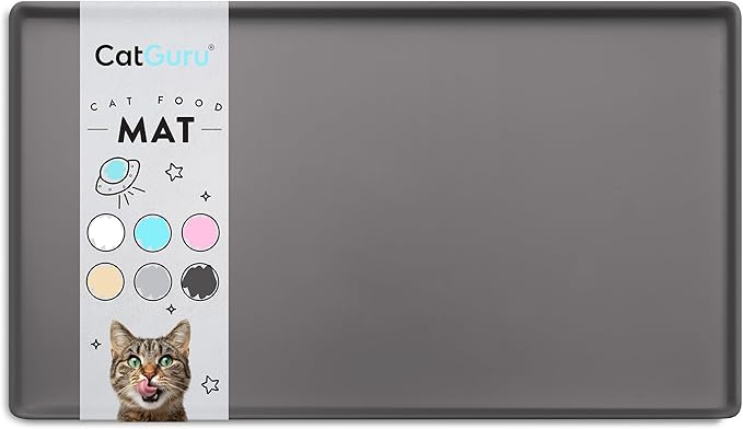 CatGuru Cat Food Mat, Small & Large Feeding Mats, 100% Waterproof Silicone Pet by CatGuru