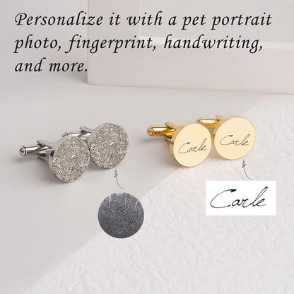 Anavia Pet Portrait & Handwriting Cufflinks Tie Clip Gift Box Set, Personalized - Image 3
