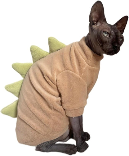 Dinosaur Sphynx Cat Clothes, Soft Polar Fleece Sweater - Image 2