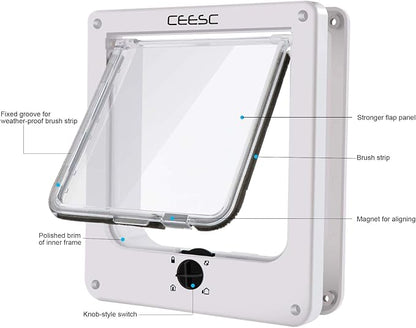 CEESC Medium Cat Door for Interior/Exterior Door, Weatherproof, Rotary 4 Way - Image 6