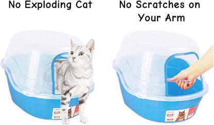 Petphabet Jumbo Hooded Cat Litter Box, Extra Large, Light Blue - Image 3