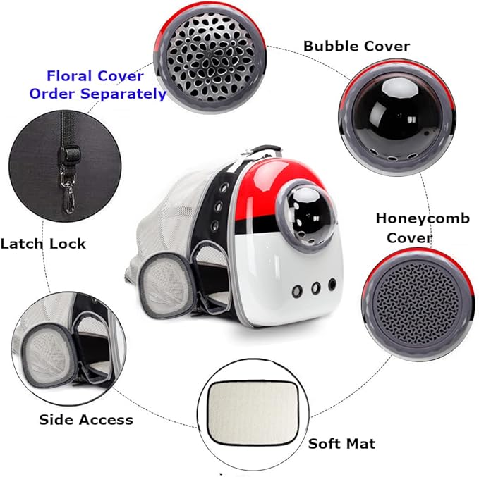 Back Expandable Cat Backpack Carrier, Fit up to 12 lbs, Hard Shell Bubble Dome - Image 3