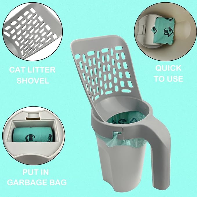 Cat Litter Scooper with Trash Container, Portable Litter Scoop Holder, Litter - Image 4