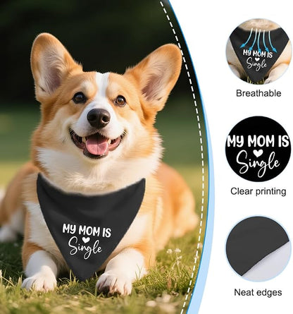 My Mom is Single Funny Dog Bandana, Valentine's Day Dog Bandana, Adjustable Pet - Image 3