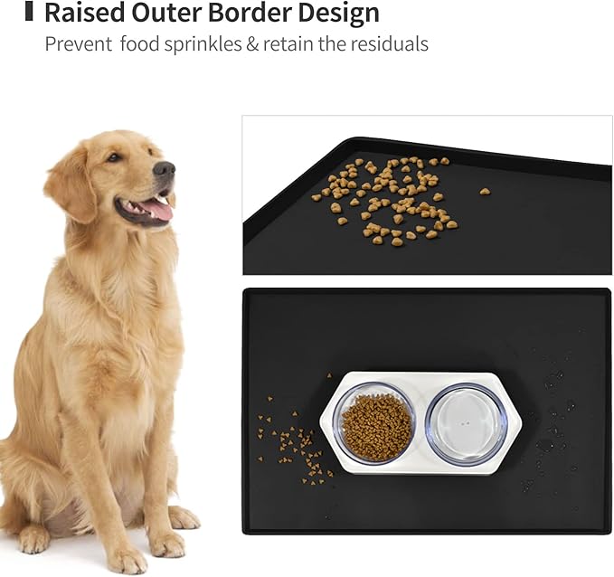Dog Food Mat, Silicone Waterproof Food Tray, Non Slip Pet Bowl Mats Placemat - Image 3