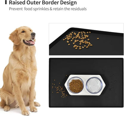 Dog Food Mat, Silicone Waterproof Food Tray, Non Slip Pet Bowl Mats Placemat - Image 3