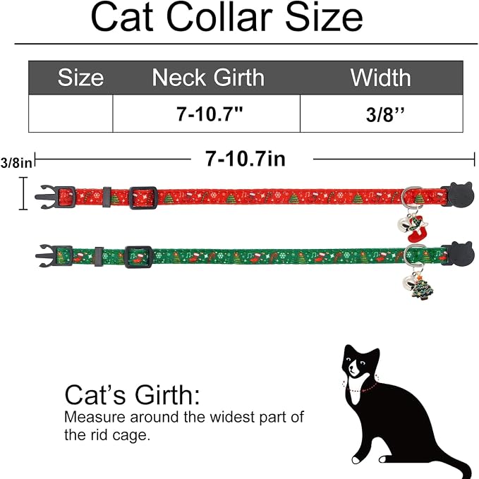 Christmas Cat Collar, Cotton 2 Pack Cat Collar - Image 3