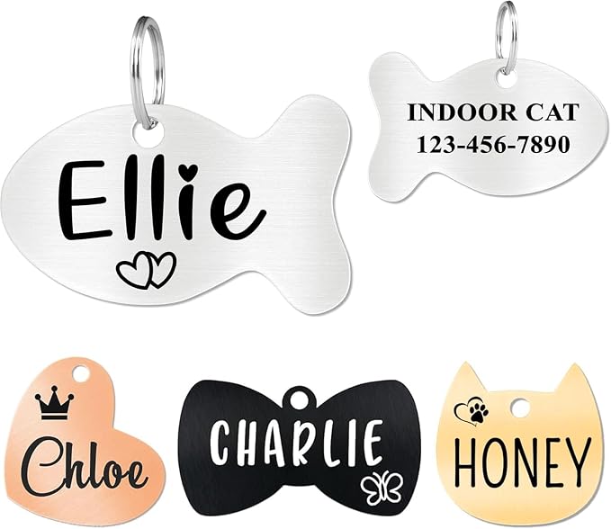 Ultra Joys Cat ID Tag Personalized Pet Tags, Durable Stainless Steel Small Pet by UltraJoys