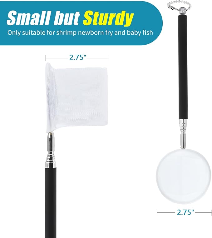 AQUANEAT Small Fish Tank Shrimp Net, Aquarium Debris Cleaning Tools, - Image 4