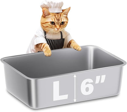 Stainless Steel Litter Box, 19.7"x13.7"x6" Large Metal Litter Box - Image 8