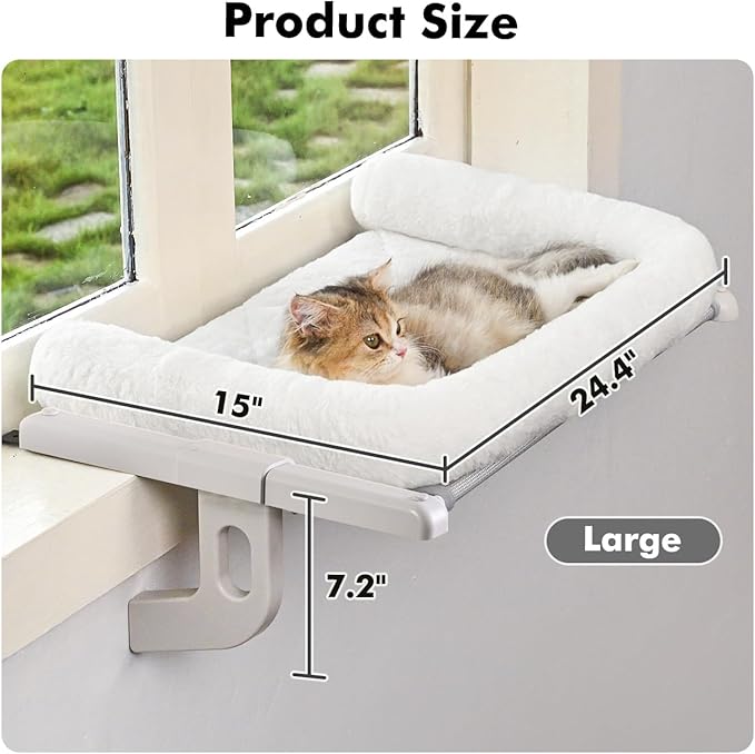 Cat Window Sill Perch with Large Bolster, Pet Hammock Bed - Image 5