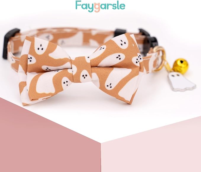 Faygarsle 2 Pack Halloween Breakaway Cat Collar Collection Ghosts Pattern Cute - Image 5