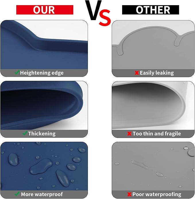 Ptlom Silicone Pet Placemat for Dogs and Cats, Non-Slip Waterproof Dog Feeding - Image 5