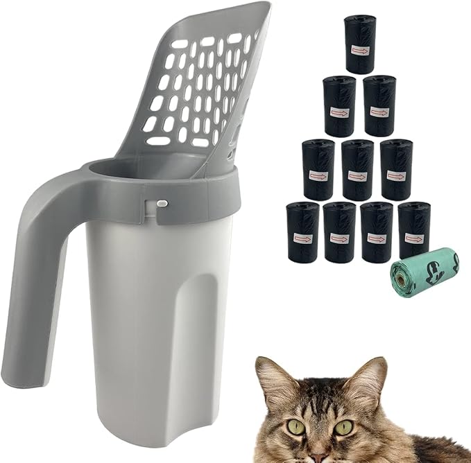 Cat Litter Scooper with Trash Container, Portable Litter Scoop Holder, Litter by Esamploe