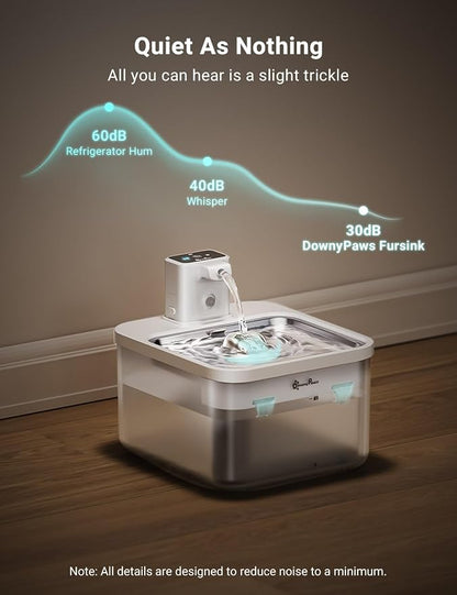 DownyPaws Battery Operated Cat Water Fountain Stainless Steel, 84oz/2.5L - Image 9