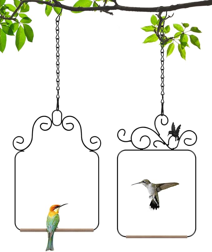 PACETAP Hummingbird Swings and Perches Metal Frame 2 Pack, Wild Bird Swing by PACETAP