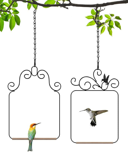 PACETAP Hummingbird Swings and Perches Metal Frame 2 Pack, Wild Bird Swing by PACETAP