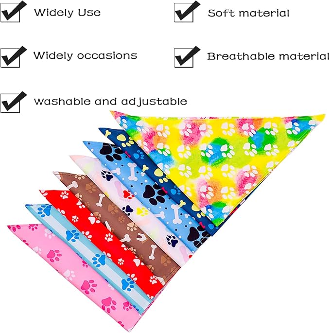 PET SHOW 50Pcs Paw Pattern Dog Bandanas Bulk Washable Puppy Girl Boy Triangle - Image 3