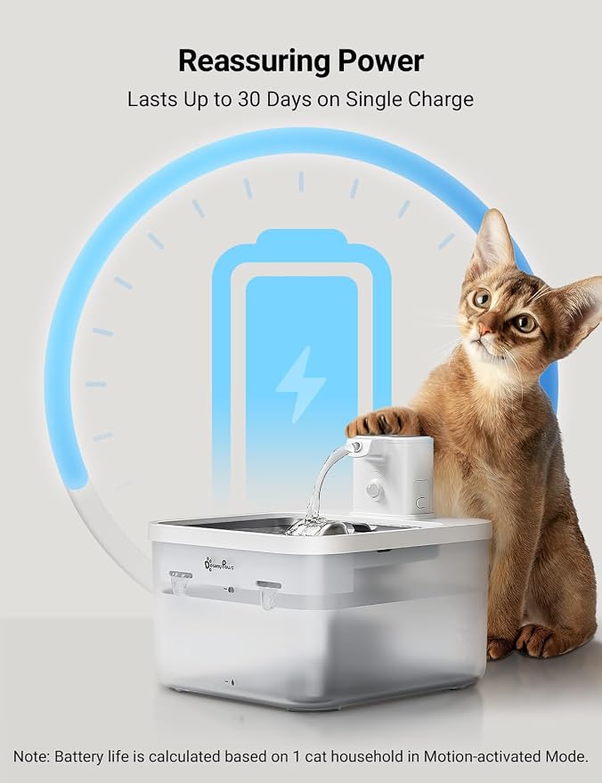 DownyPaws Battery Operated Cat Water Fountain Stainless Steel, 84oz/2.5L - Image 4