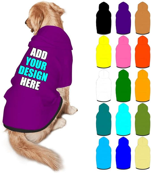 Custom Dog Hoodie Personalized Photo Text Logo Name Dog Clothes, Soft & Warm by Mynvzrk