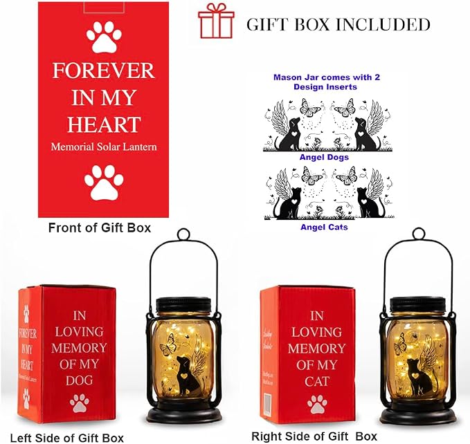 iHeartDogs Angel Dog or Cat Memorial Mason Jar Solar Light - Image 4