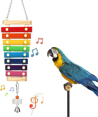 Large Parrot Suspensible Xylophone Toy, Medium Birds, African Grey by HZAKXIN