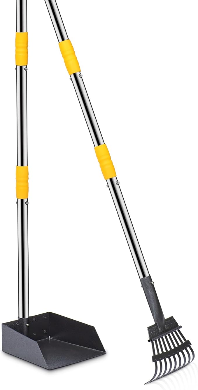 Niubya Pooper Scooper for Dogs, Metal Poop Scooper Tray and Rake Set by Niubya