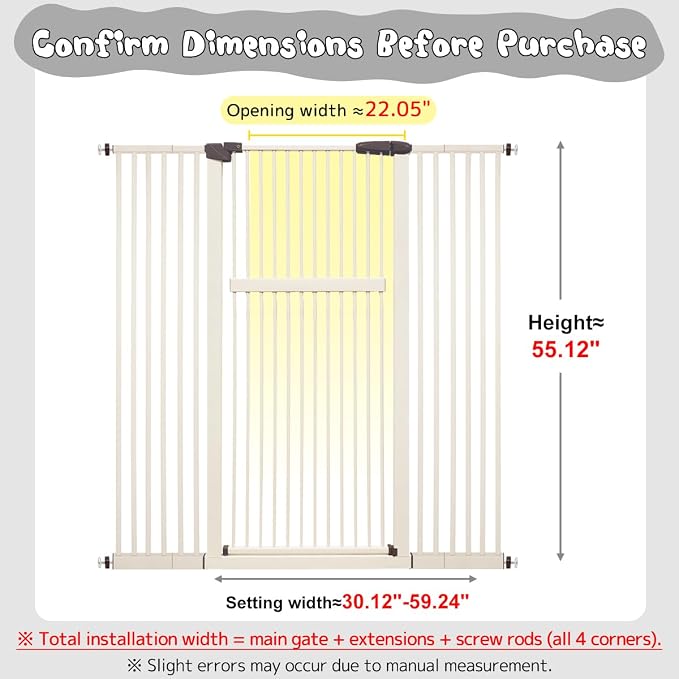 Lumizone Extra Tall Pet Gate 55.12" High Pressure Mounted 38.39"-59.24" Extra - Image 2