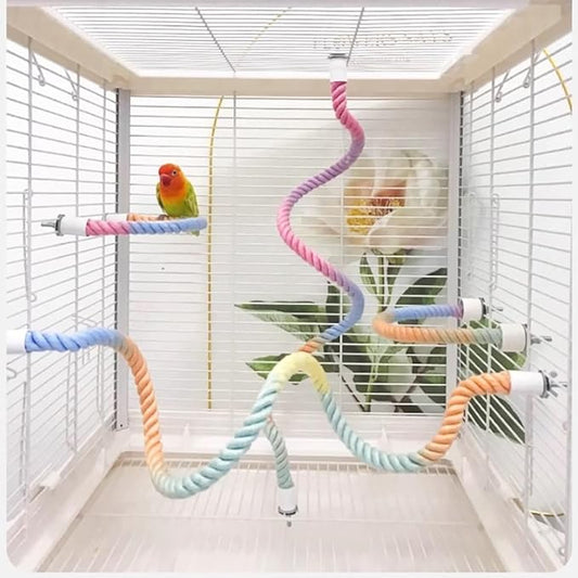 2Pcs Gradient Bird Rope Perch Stand Bird Cage Climbing Rope Toys Accessories of by Nopikku